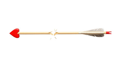 Fishing arrow with red tip and feathers isolated on transparent background