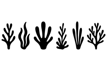 vector Coral & Seaweed,
Coral & Seaweed Black Vector – Ocean Life Isolated Design