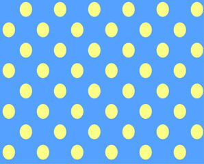 水玉模様の背景テクスチャ。青い背景に黄色のドット柄が並んだシンプルなベクター素材。