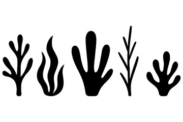 Obraz premium vector illustration of Marine Life, Marine Life Silhouette – Seaweed & Coral Vector Icon