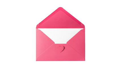 Pink envelope with white interior isolated on transparent background