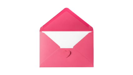 Pink envelope with white interior isolated on transparent background