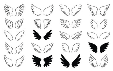 Fototapeta premium Sketchy Hand Drawn Wing Doodles Collection for Artistic and Whimsical Designs