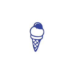 Blue ice cream cone illustration on white