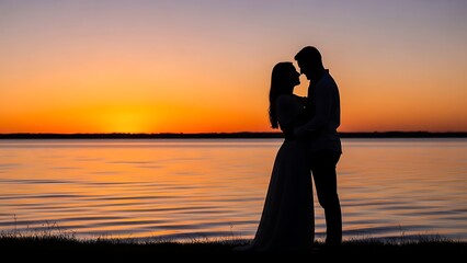 Fototapeta premium Happy mother's day silhouette of loving family at sunset