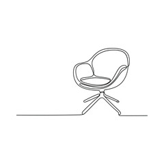 Minimalist line drawing of a modern armchair with a rounded design