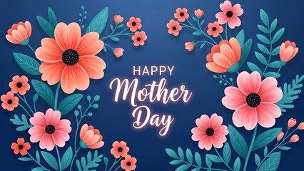 Happy mother's day wishes with beautiful flowers and greeting