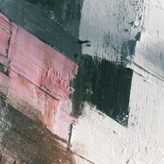 Abstract brushstrokes gray, white, pink hues, textured surface