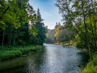Morning atmosphere in the Mangfall Valley. The Mangfall is the outlet of Lake Tegernsee.
