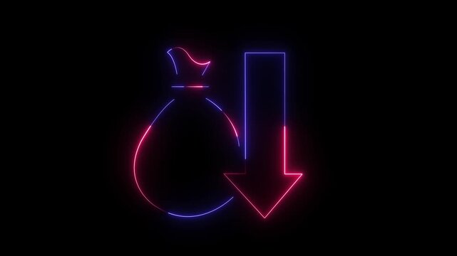 Glowing neon Business efficiency concept, how much a company or organization Glowing Neon Business Efficiency Concept with Cost Reduction Icon, Time, Cost and Quality Performance, 4K