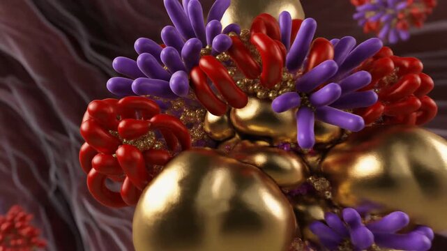 Microscopic view of protein aggregation with cellular structures