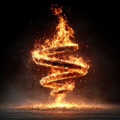 Spiraling flame tornado, burning upwards