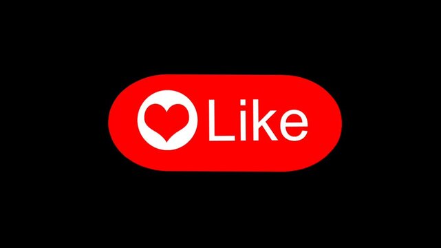 Social media-like icon.Hearts social media Live streaming style animated icon.like button motion animation.The heart pops and scales with a soft bounce effect.