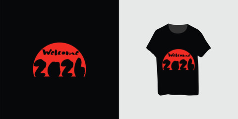 Vector welcome 2026 happy new year t-shirt design fully editable high quality