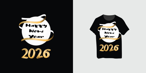 Vector very nice 2026 happy new year golden letters and numbers t-shirt design fully editable high quality 