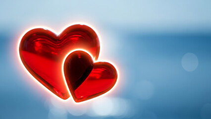 Red heart on black background with romantic Valentine love design