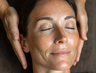 Fototapeta premium Before and after photos of beauty treatments for middle-aged women. Maintenance. Anti-aging.