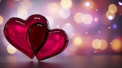 Valentine heart background with heart of hearts and heart shaped bokeh in romantic pink and red design for love celebration