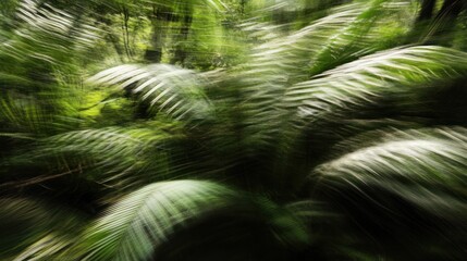 Abstract green foliage with motion blur nature background image