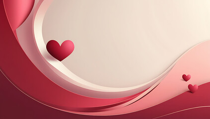 Red and pink heart shapes on wavy background with beige center