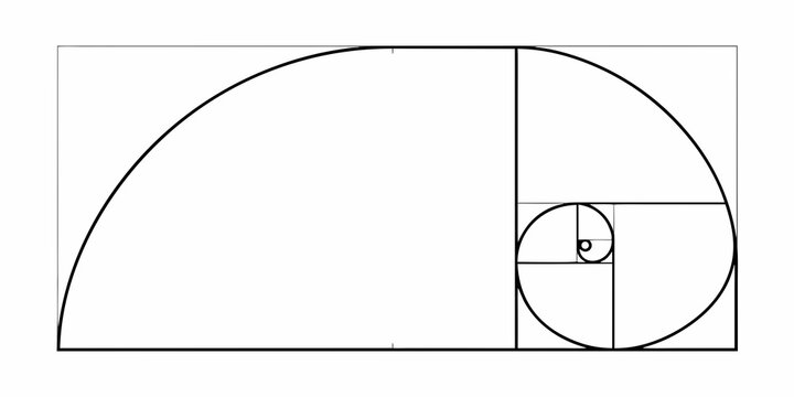 Visual representation of the golden ratio and its spiral form