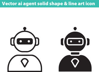 Black and white robot icons with location pin symbol on chest