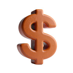 3D rendered, textured orange dollar sign on a black background