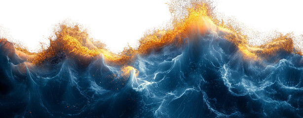 Powerful Blue Ocean Waves with Golden Light and Dynamic Motion