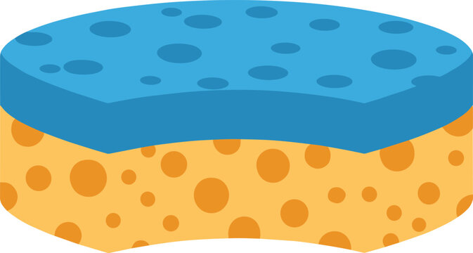 Cartoon cleaning sponge vector design with blue scrubbing surface and yellow absorbent layer