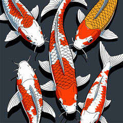 Japanese art style koi fish vector image in an attractive color scheme