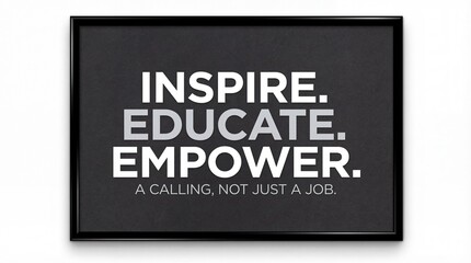 Inspirational quote in black frame on white background