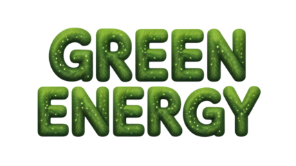 Green Energy Eco Text Typography – Sustainable Nature Style Lettering Transparent PNG.