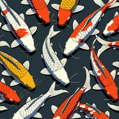 Japanese art style koi fish vector image in an attractive color scheme