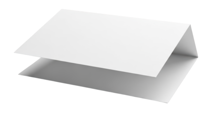 A blank white notecard on transparent background for business correspondence