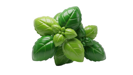 Fototapeta premium Fresh basil leaf cluster isolated on transparent background