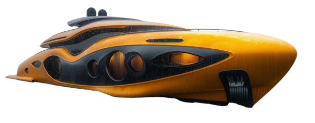Futuristic Gold Luxury Yacht Concept Isolated on White