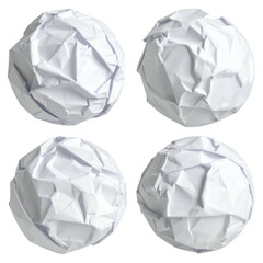 Four crumpled balls of white paper arranged in a square against a black background