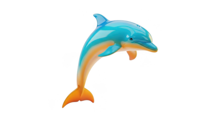 Leaping dolphin toy isolated on transparent background