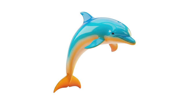 Leaping dolphin toy isolated on transparent background