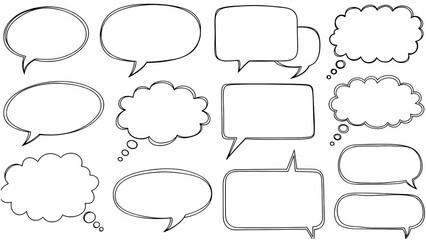 Fototapeta premium A set of blank speech bubbles on transparent background for use in graphic design and digital art projects