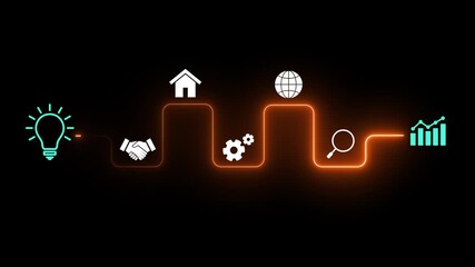 Online education personalized e-learning concept animation isolated on black background