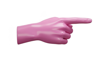 Pink hand pointing forward isolated on transparent background