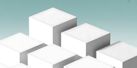 Minimalist white cubes stacked on a gradient background