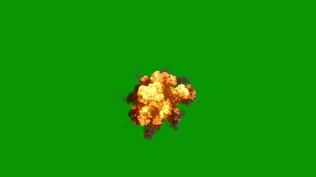 Mid-air blast explosion, three speeds, 4k 30p, with green screen for transparent background, aka no background