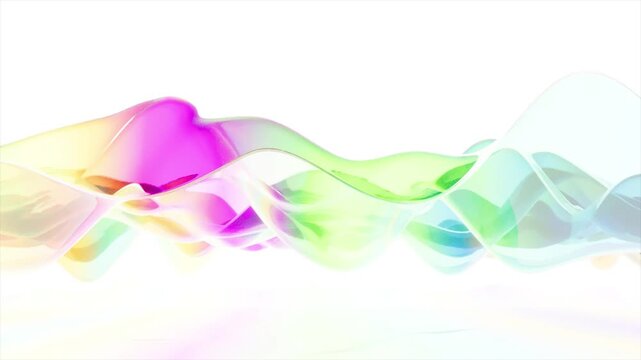 Color glass wave on white bg move endless 4k
