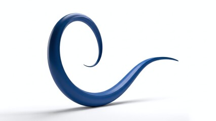A blue abstract sculpture with a smooth curved design on a white background
