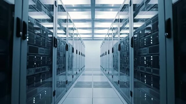 Servers Housed in a Corridor, Data Center