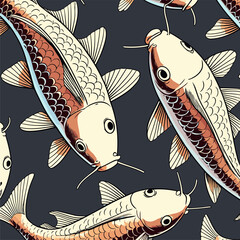 Japanese art style koi fish vector image in an attractive color scheme