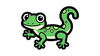 Obraz premium Cartoon Green Lizard Illustration Character Design.