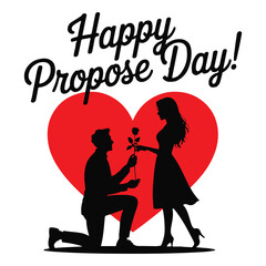 Propose Day Silhouette &ndash; Romantic Gesture with Rose & Heart for Valentine&rsquo;s Week Celebration